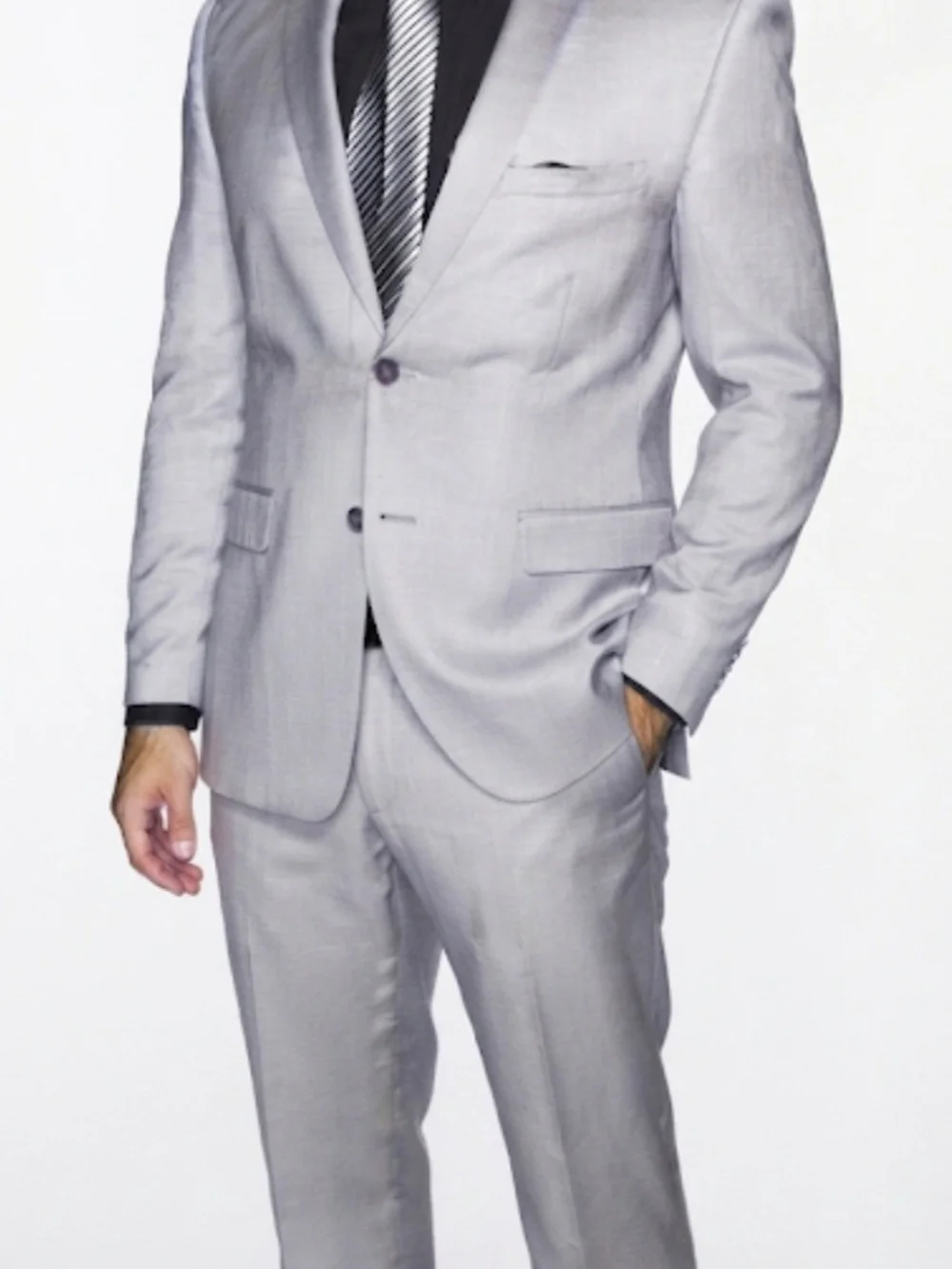 Men's Gray Two-Piece Tailored Suit - Modern Notch Lapel Blazer & Trousers